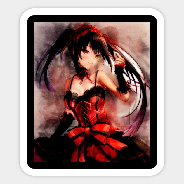 Tokisaki Kurumi Anime Watercolor Sticker by Isamu Studio